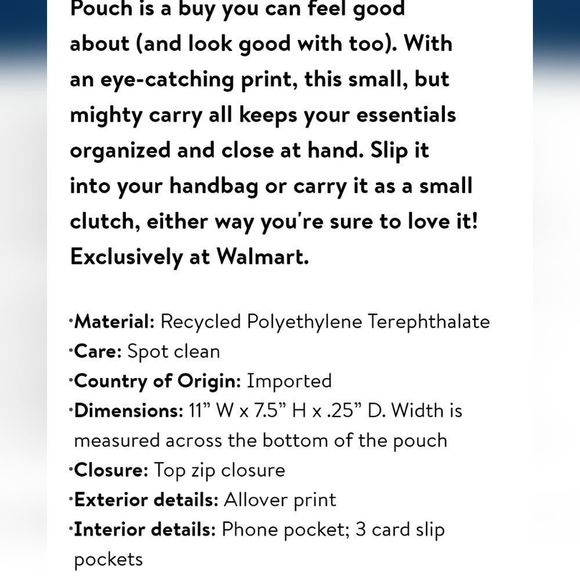 Time & Tru Sustainable Signature Pouch- Gingham - Picture 5 of 6